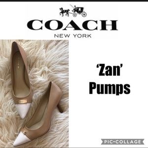 Coach Zan Veg two tone nude and chalk heels, including original box size 7